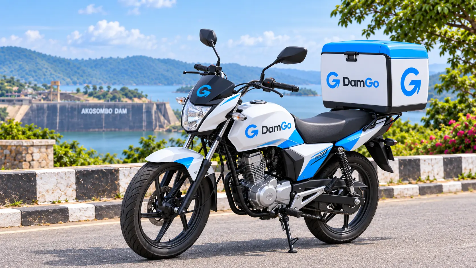 DamGo delivery motorbike and partner